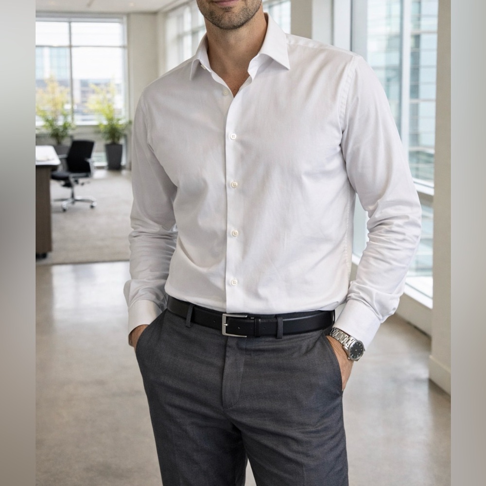 Hugo Boss Slim Fit Stretch White Dress Shirt 16.5 /42